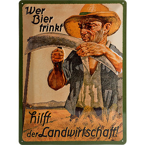 Retro Blechschild Wer Bier trinkt- Masse: 30x40cm Nostalgic Art