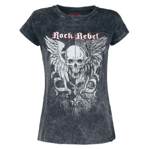 Rock Rebel Skull Wings Damen T-Shirt Grau unter Freizeitbekleidung > T-Shirts & Poloshirt